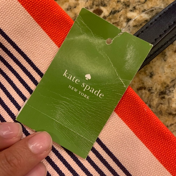 NWT Kate spade stripe canvas tote bon shopper bag - Picture 8 of 9